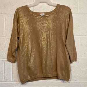 Jaclyn Smith XL gold 3/4 length sleeve Sweater